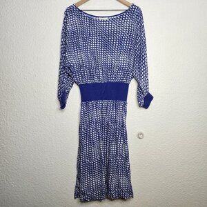 Anthropologie x Maeve Gemma Printed Dress Blue & White Women's Size Medium